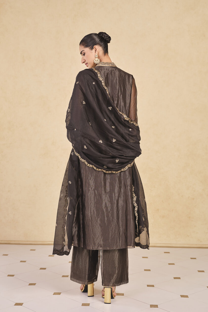 Arhana Embroidered Zardozi Mul Suit Set - Black, Black, image 2